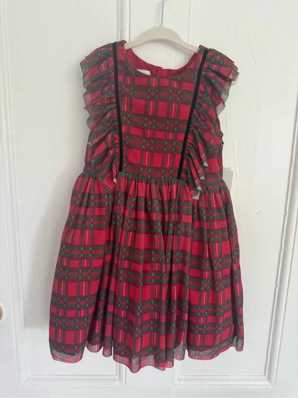 Pippa & Julie Red and Green Plaid Ruffle Holiday Dress